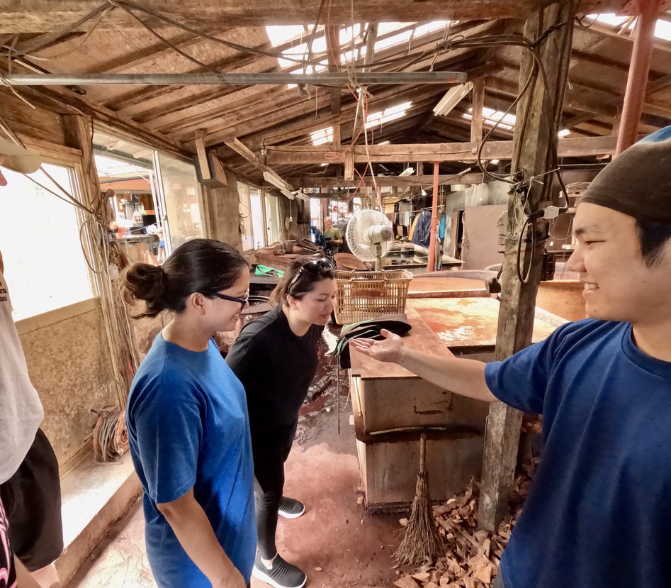 Participants in a tour to visit a Dorozome workshop.