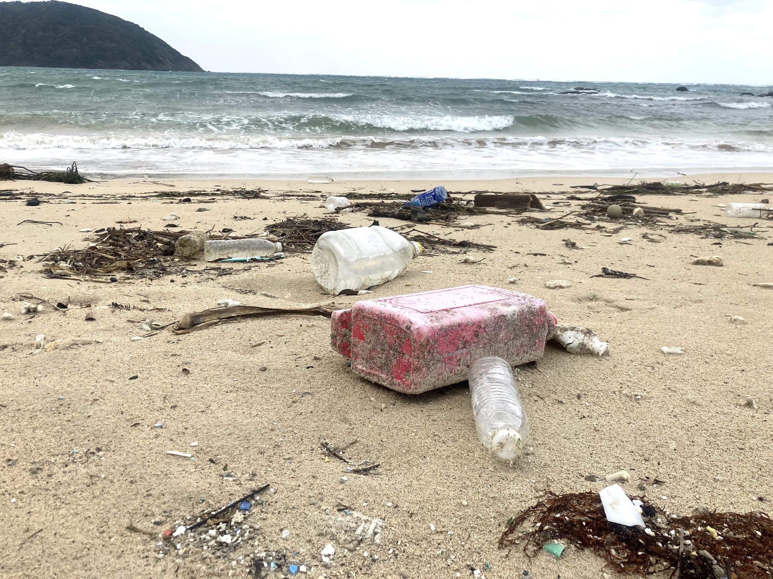Winter brings a spread of debris along the coast of Amami Oshima.