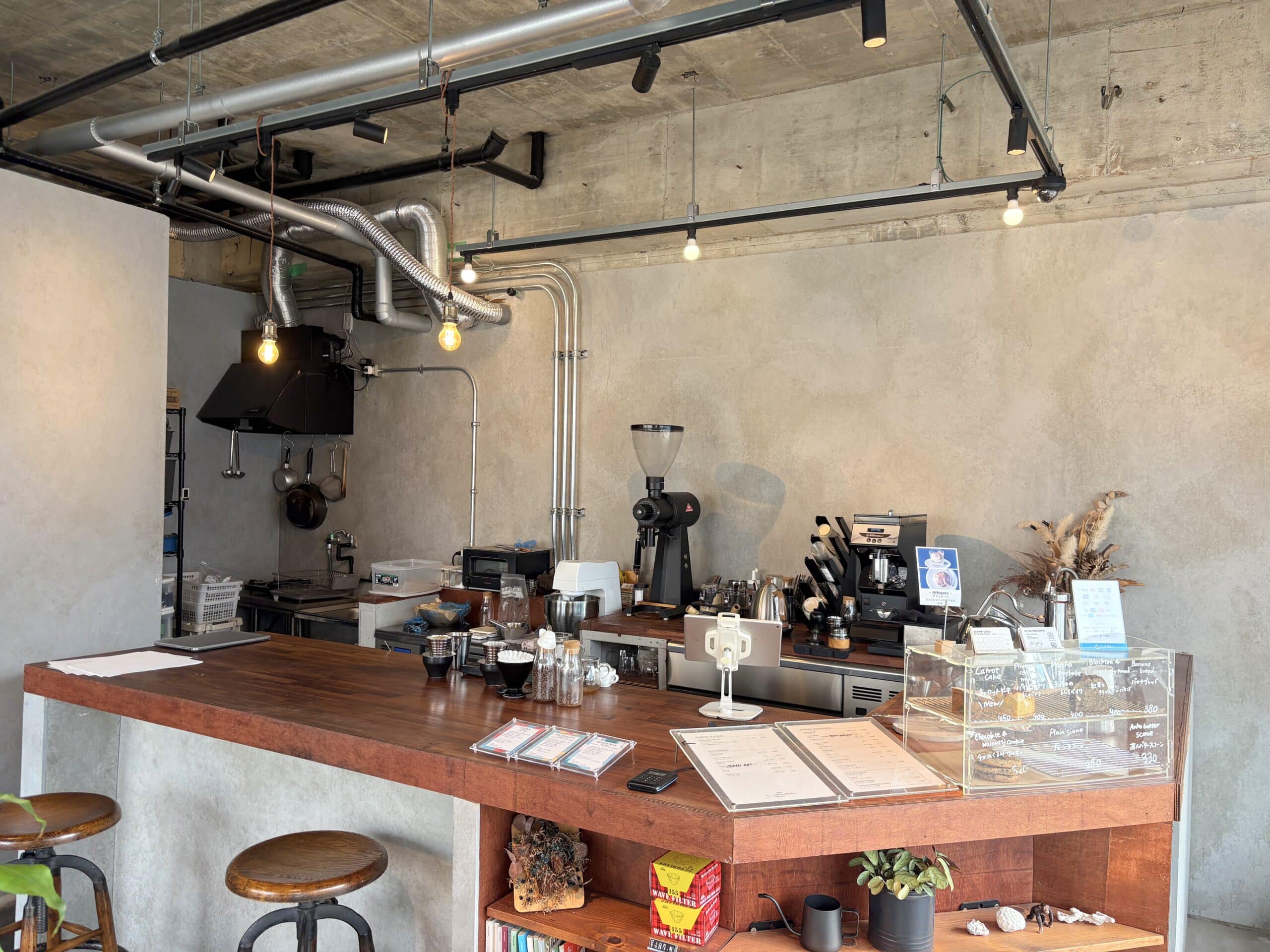 Coffee bar with an industrial design interior in Amami Oshima